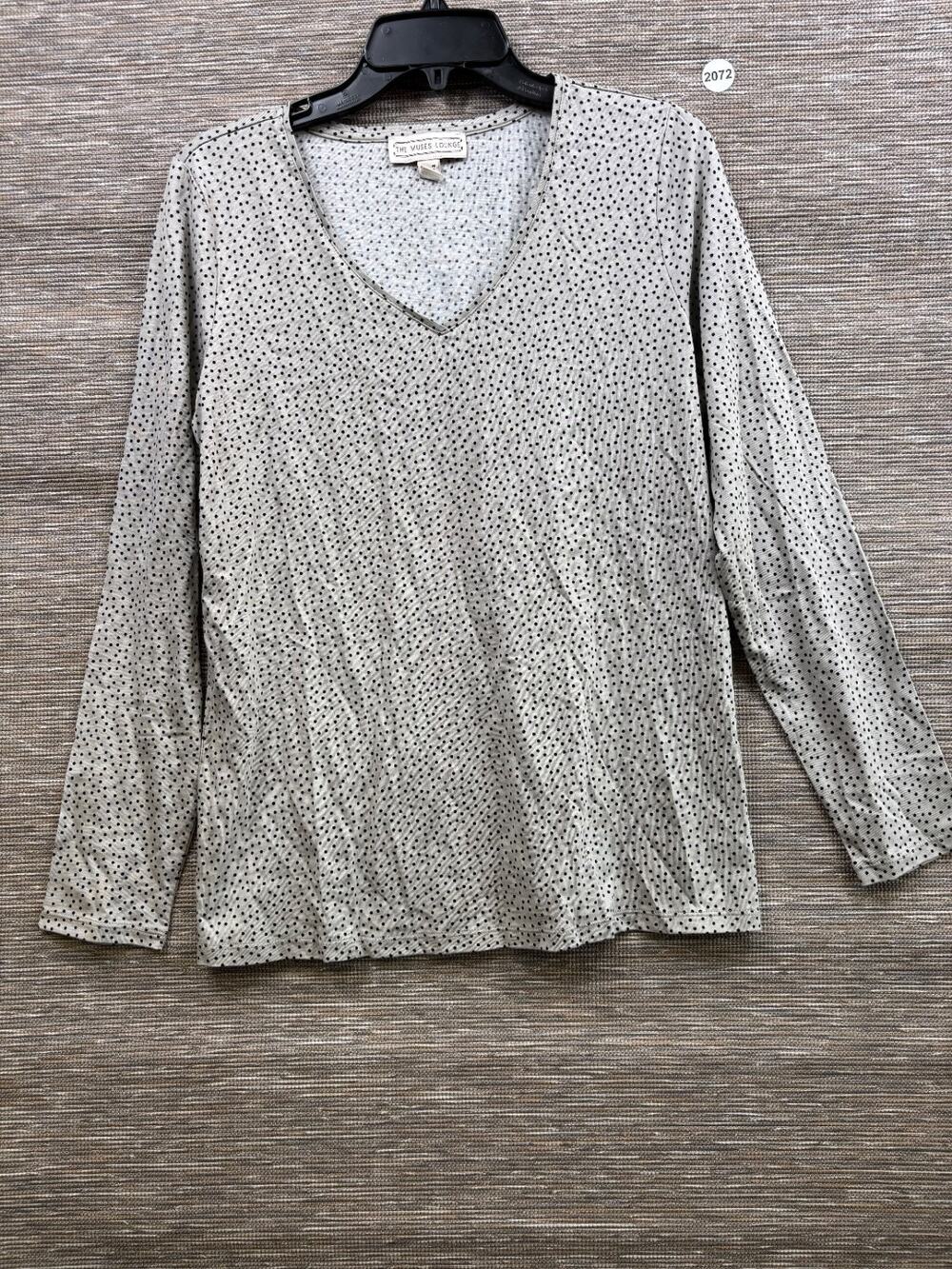 The Muses Lounge Tee Women's Size M Polka-Dot Multicolor Long Sleeve V-Neck